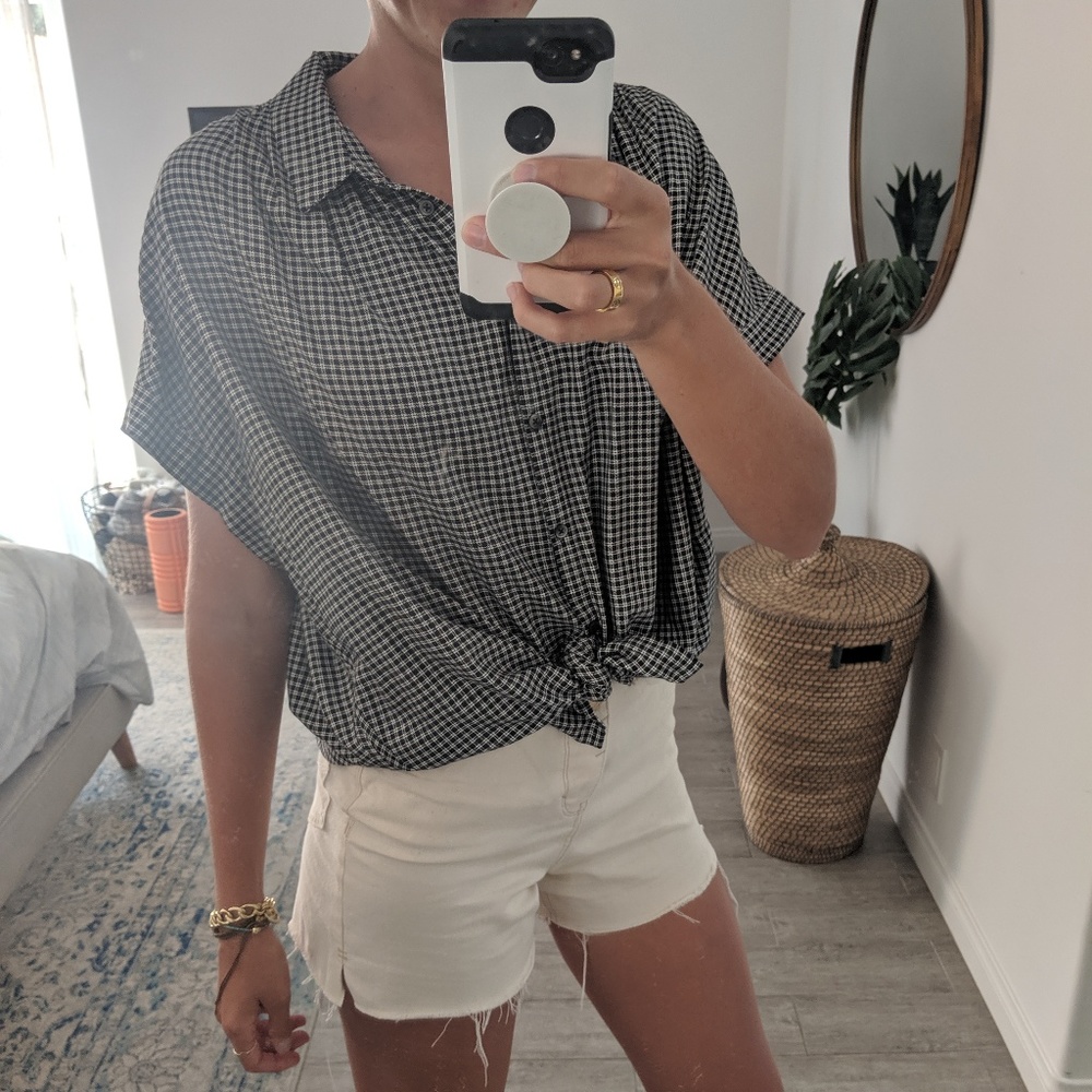 Madewell Courier Shirt in black and white check